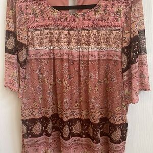 AUW Blouse Sleeves Floral Paisley Multi color Size 2X